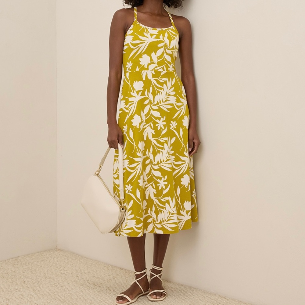 Tropical yellow floral  dress